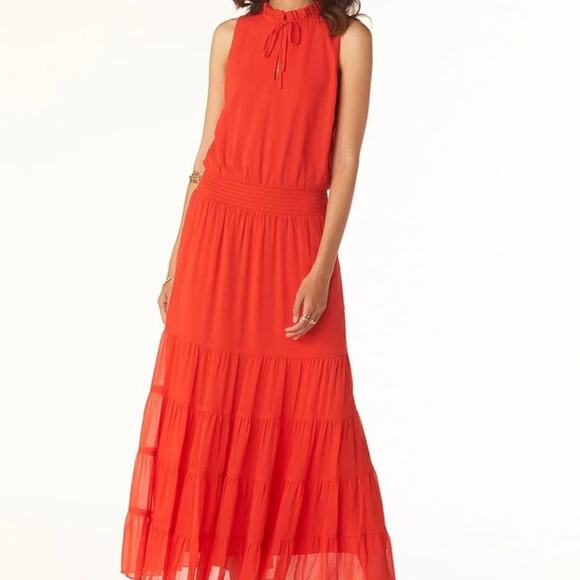 TART JULIE FLOWY BOHO MAXI DRESS.  COLOR FIERY RED.  SIZE XS - Picture 1 of 6